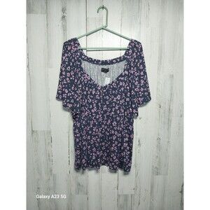 Lane Bryant Swing Collection 18/20 Blue Purple Floral Peplum Top NWT